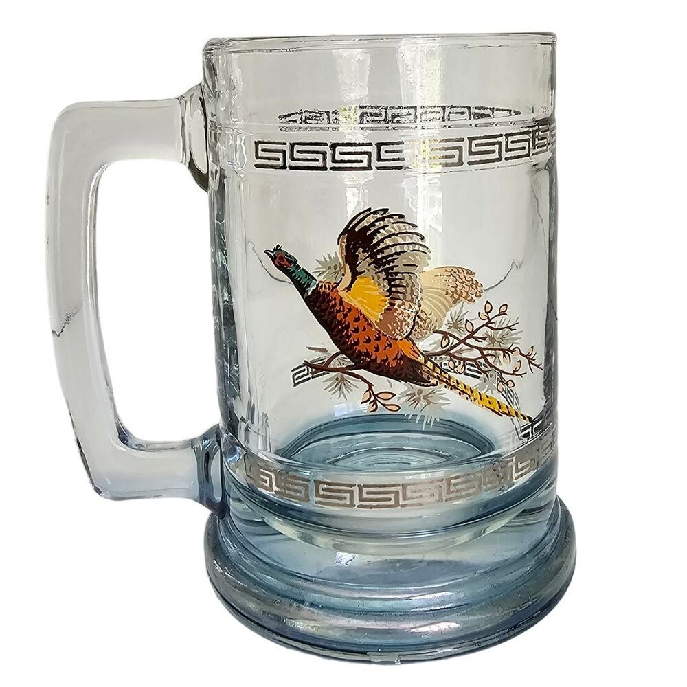Vintage Princess House Colonial Beer Mug Stein Pheasant in Flight Silver Accent